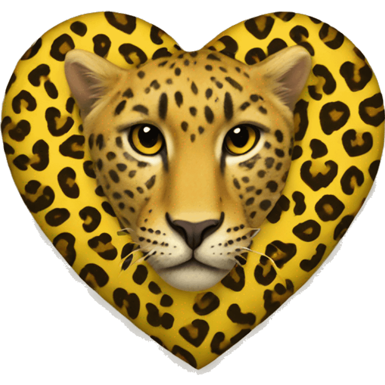 Yellow heart with a leopard emoji