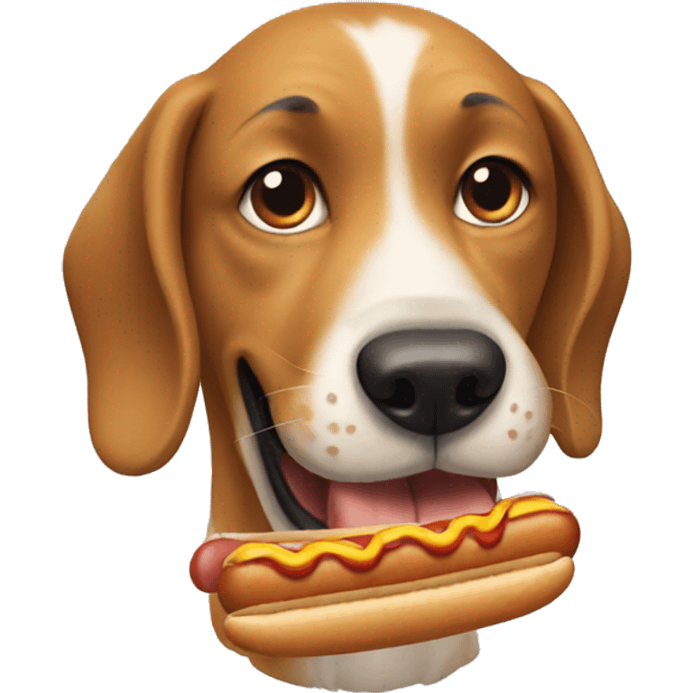 Dog eat hot dog emoji