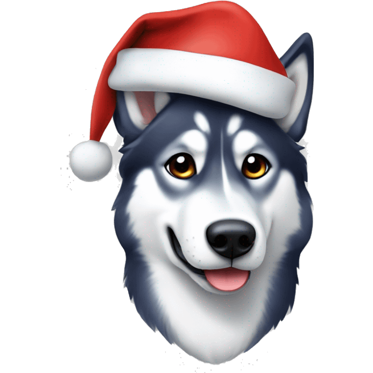 A Husky with Santa’s hat emoji