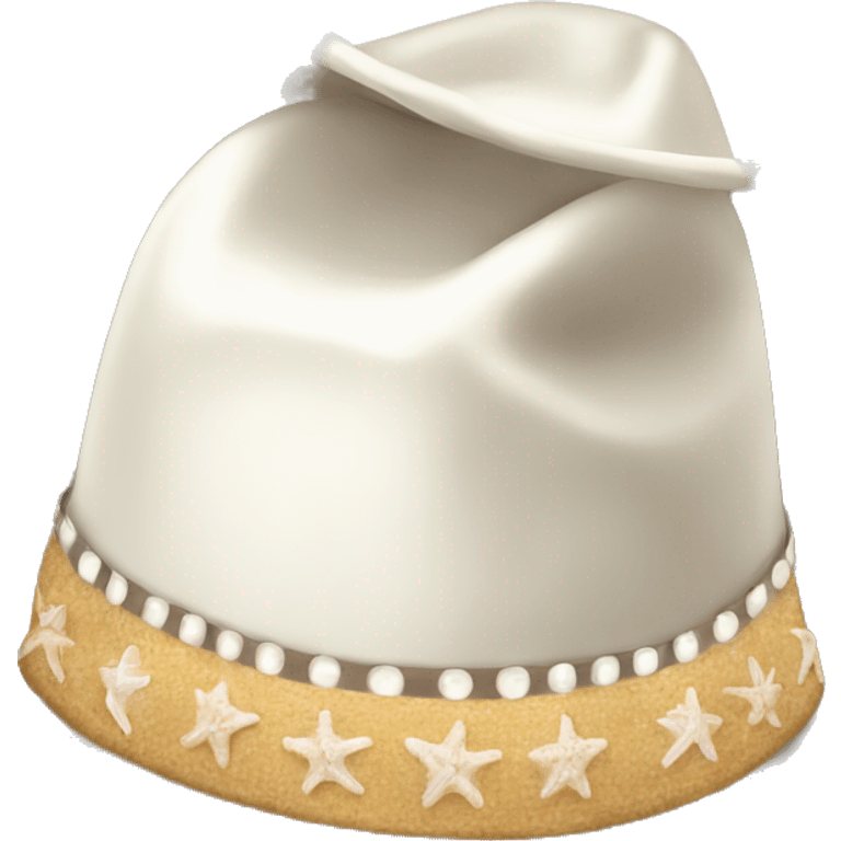 White cowgirl hat with seashell band emoji