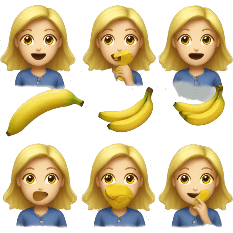 A girl eating a banana emoji