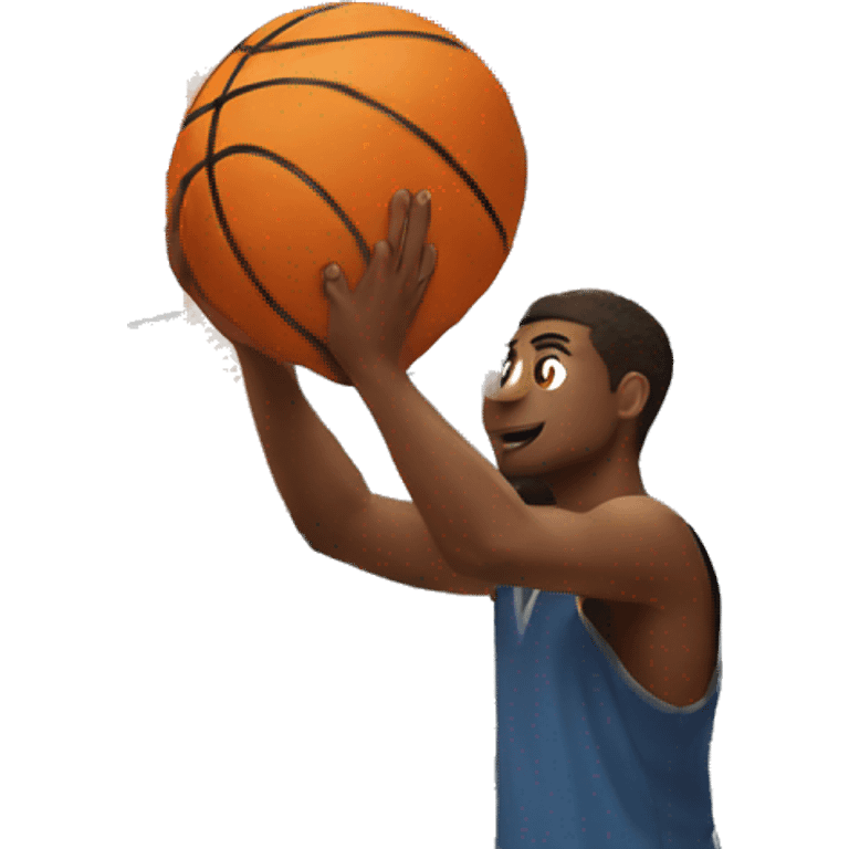 Man playing basketball while lifting up building emoji