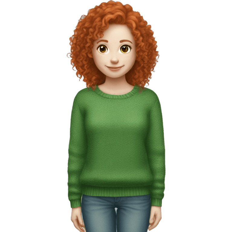 red curly hair green jumper pale skinned girl emoji