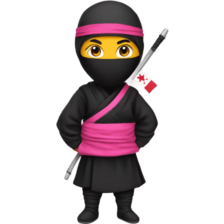 ninja with pink bows and holding a Kyrgyzstan flag  emoji