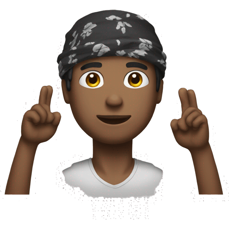 Men with eyes hands up with bandana emoji