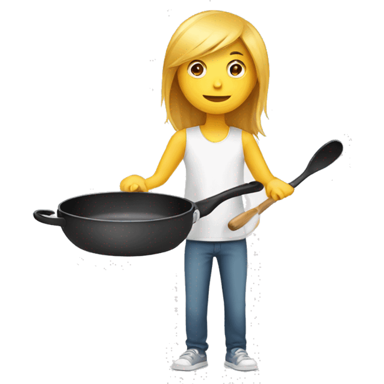 Stick figure with frying pan emoji