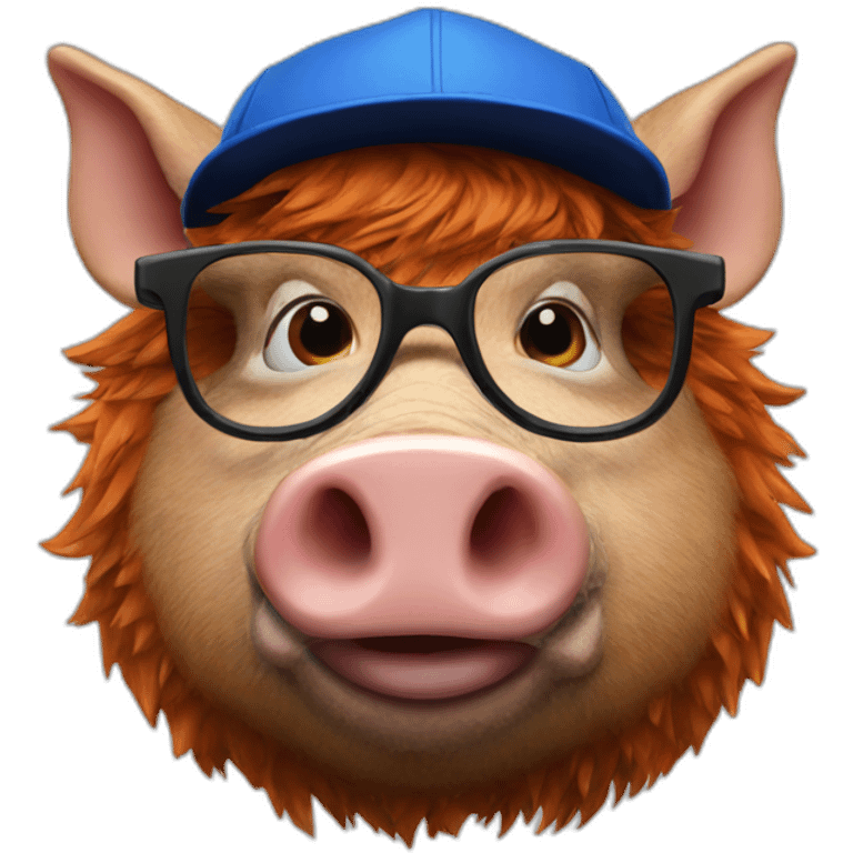 ginger boar with blue cap and glasses and cigarette emoji