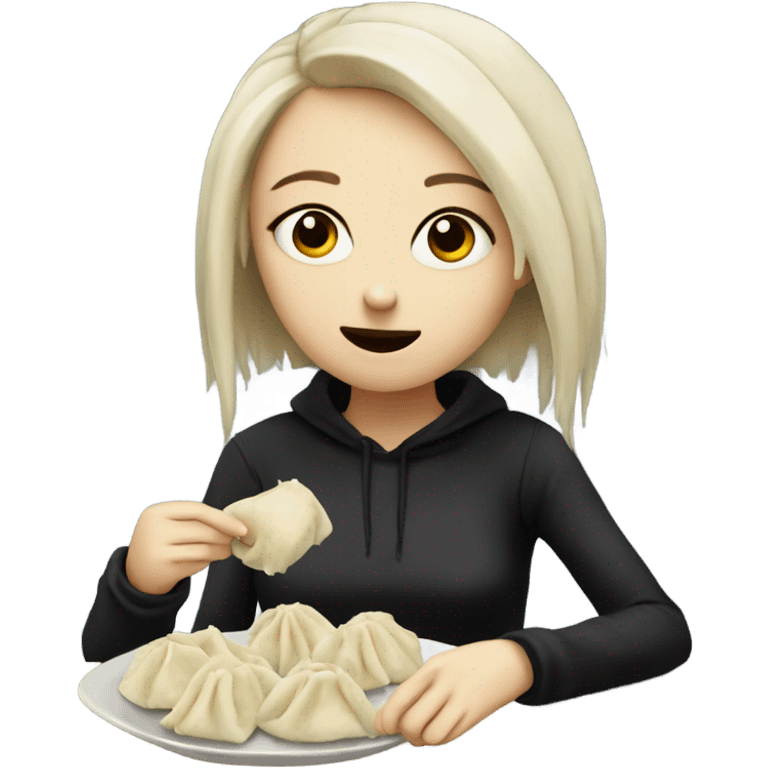 emo girl eating dumplings emoji