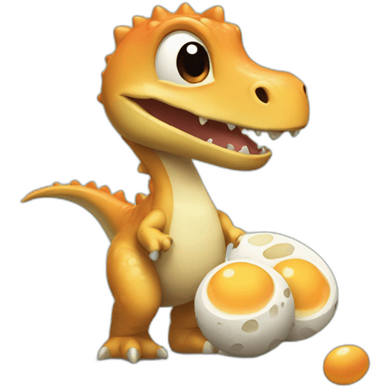 cute dino with dino eggs emoji