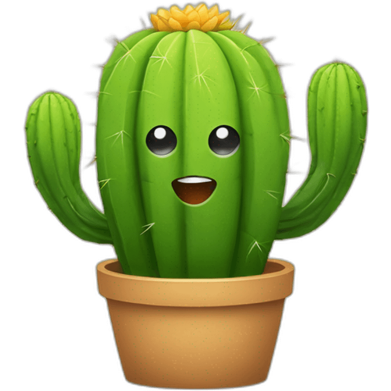 un cactus qui sourie avec des yeux efrayant emoji