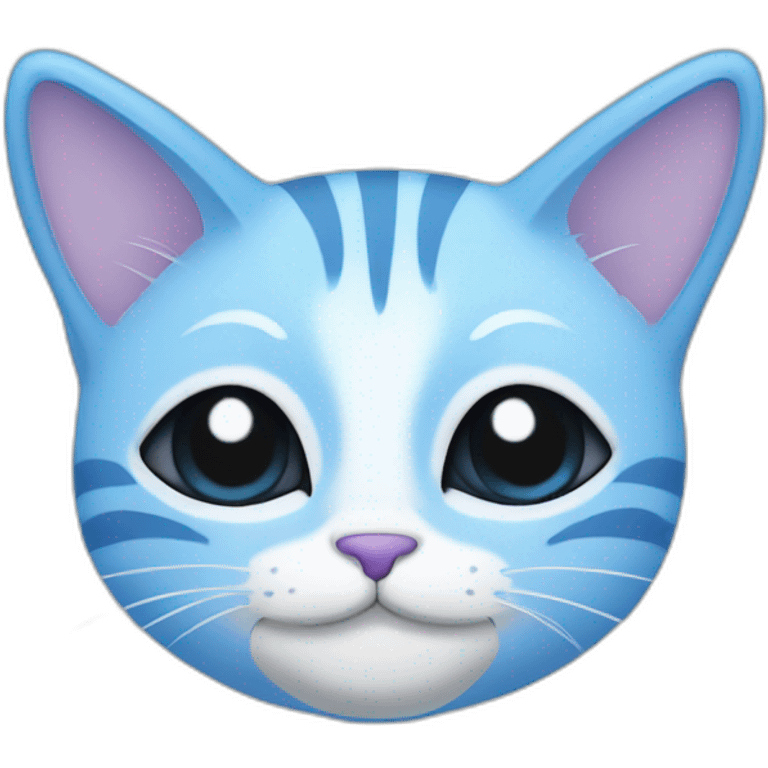 Blue simplistic sketch of a cute cat face emoji