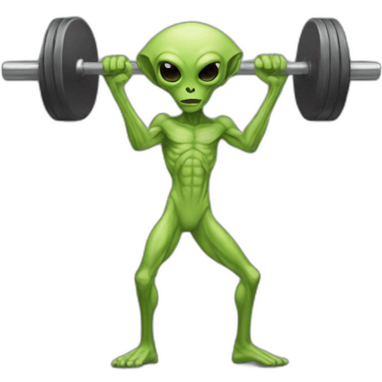 skinny alien holding a barbell emoji