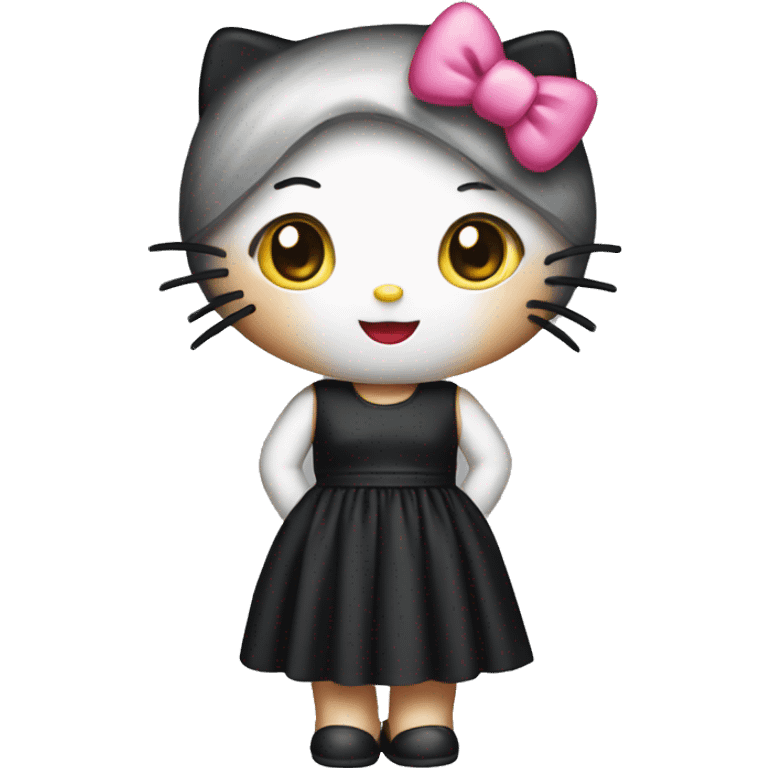 hello kitty wearing black dress emoji