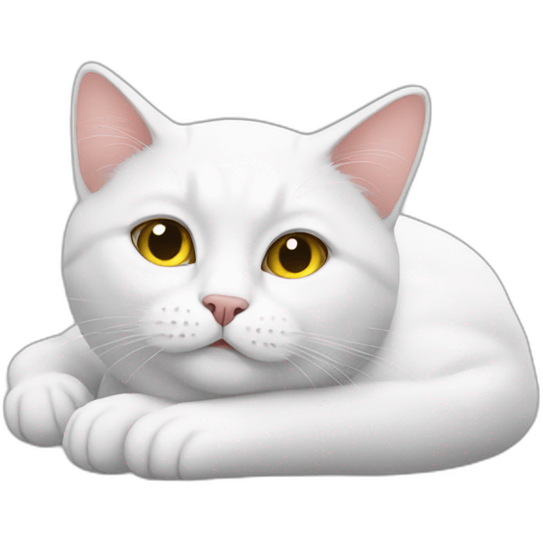 White cat lazy emoji