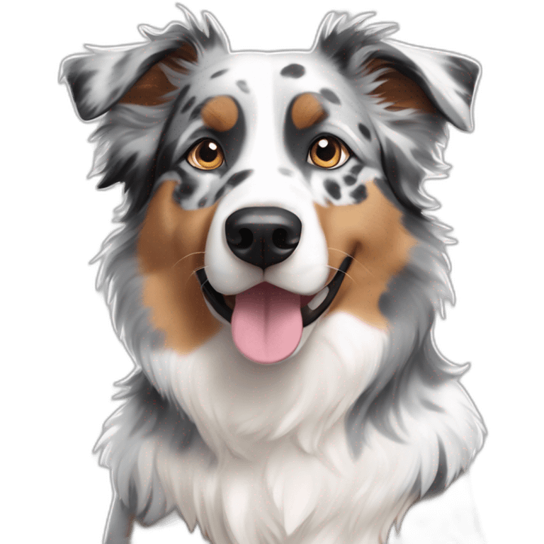 Grey black white Blue Merle Australian shepherd no brown with heterochromia emoji