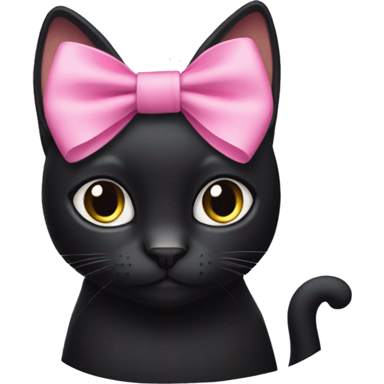 Black cat with pink bow on right ear emoji