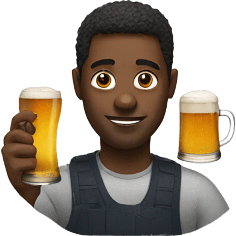 Black person with beer emoji