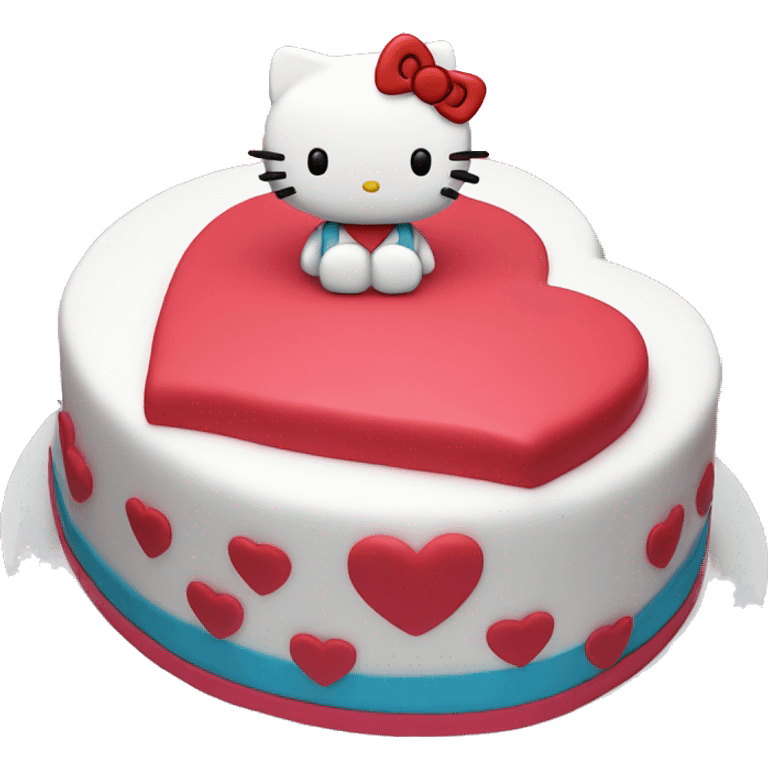 hello kitty on a heart cake emoji