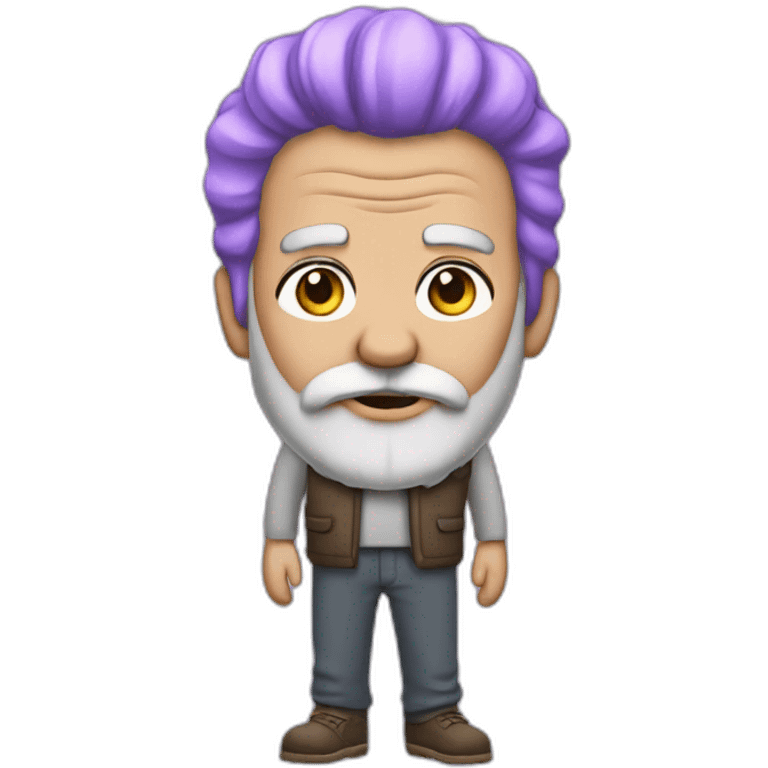 ultra ego grandpa with purple hair and beard and eyebrows full body emoji