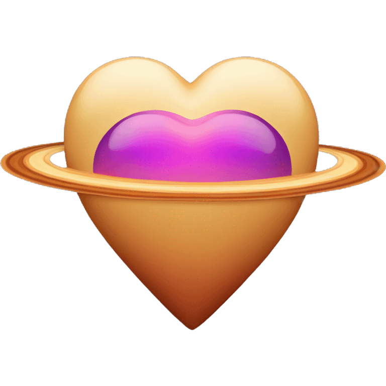 3d heart shape Saturn emoji