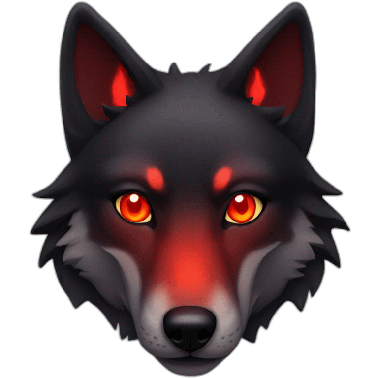 Red black wolf, red glowing eyes emoji