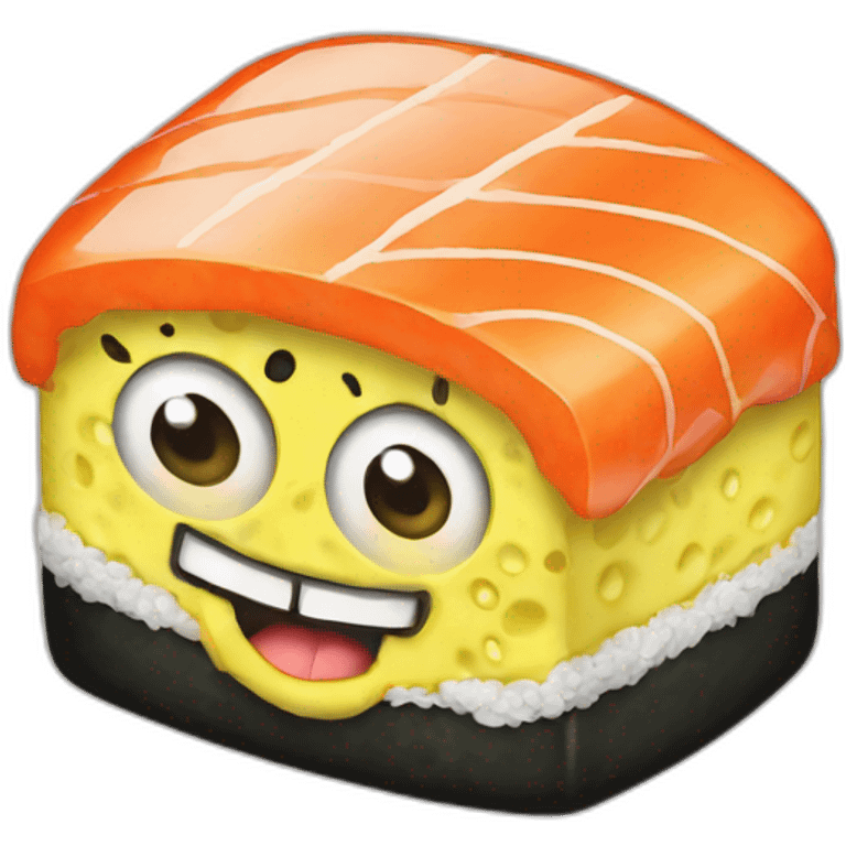 SpongeBob earing sushi emoji