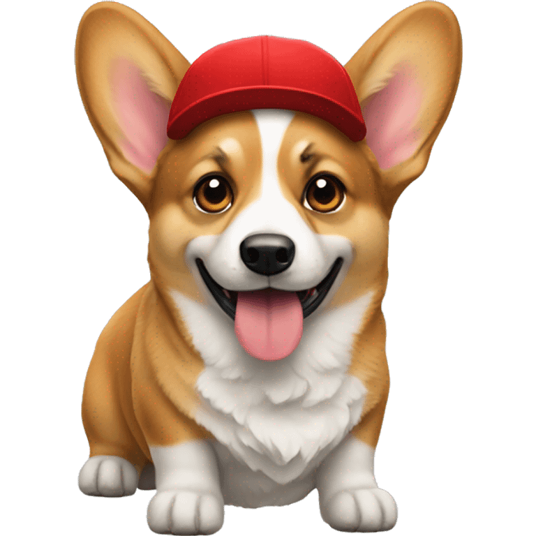 a corgi dog using red cap emoji