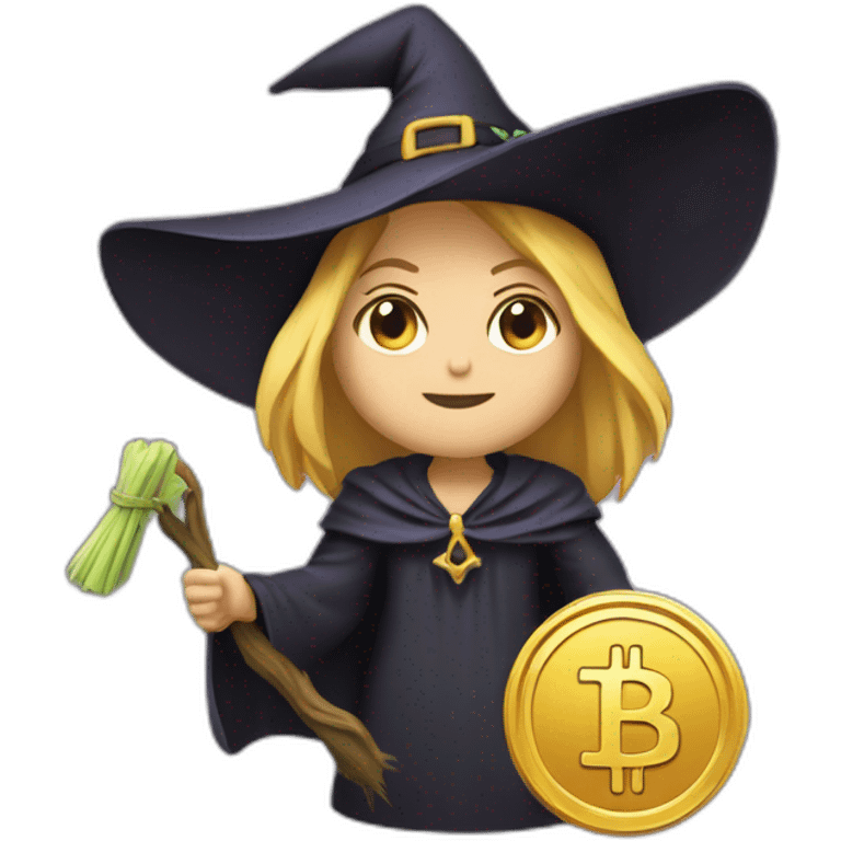 minimal crypto coin witch 0 label emoji