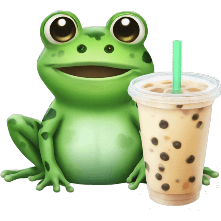 frog with bubble tea emoji