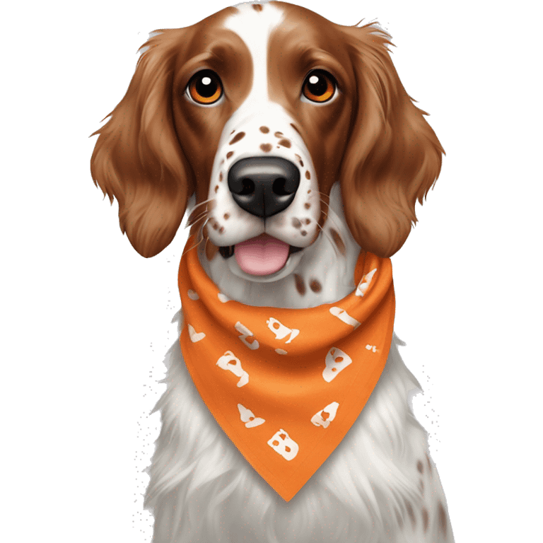 orange belton english setter with virginia tech bandana emoji