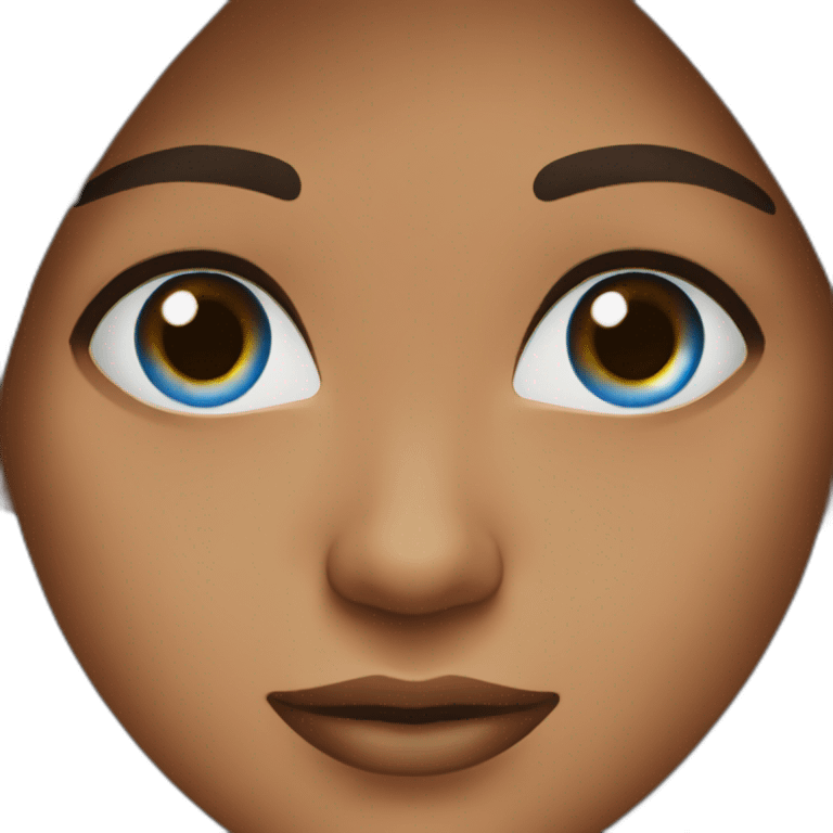 Blue eyes long dark brown woman emoji