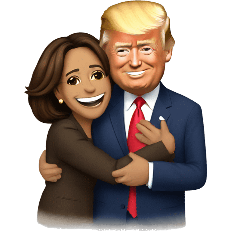 kamala harris, donald trump, and joe biden group hug emoji