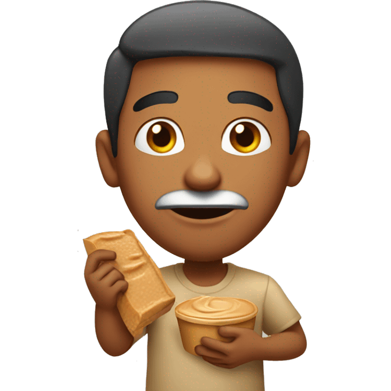 Indian man with mouth full of peanut butter emoji