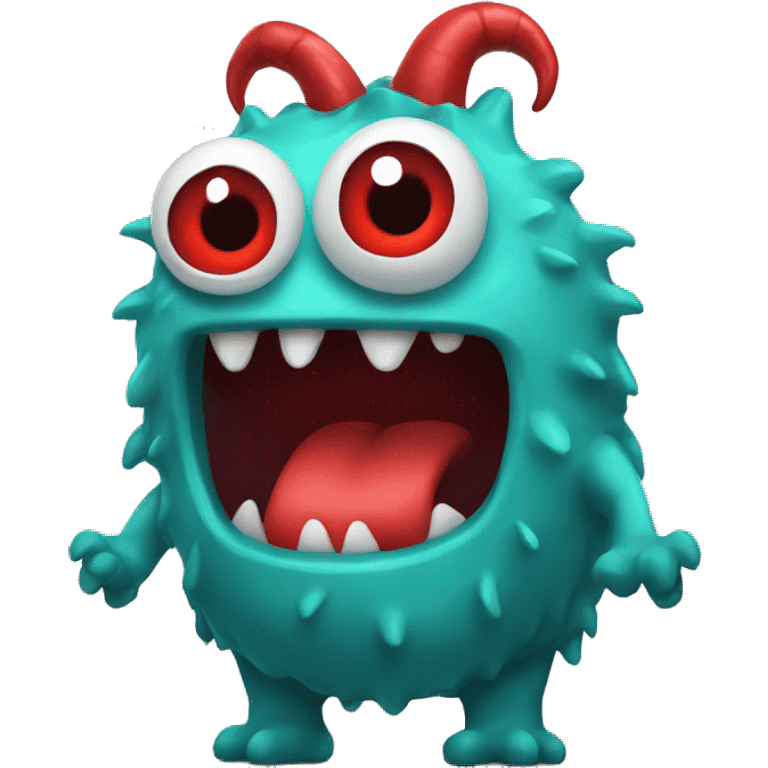 teal and red funny monster emoji