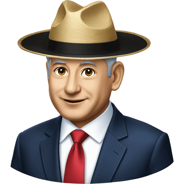 Netanyahu wearing a traditional Korean hat emoji