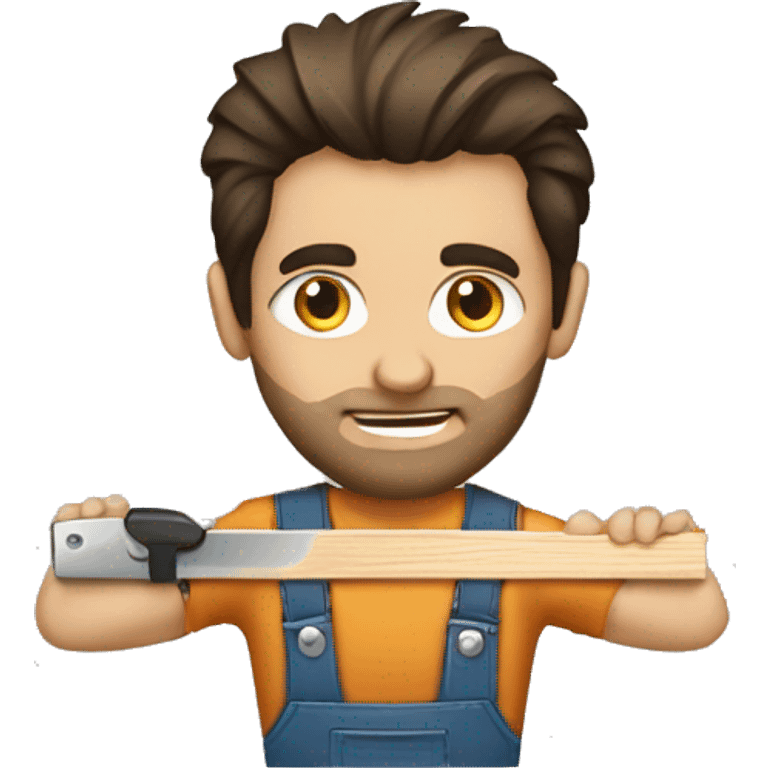 Woodworker with miter saw caucasian dark hair emoji