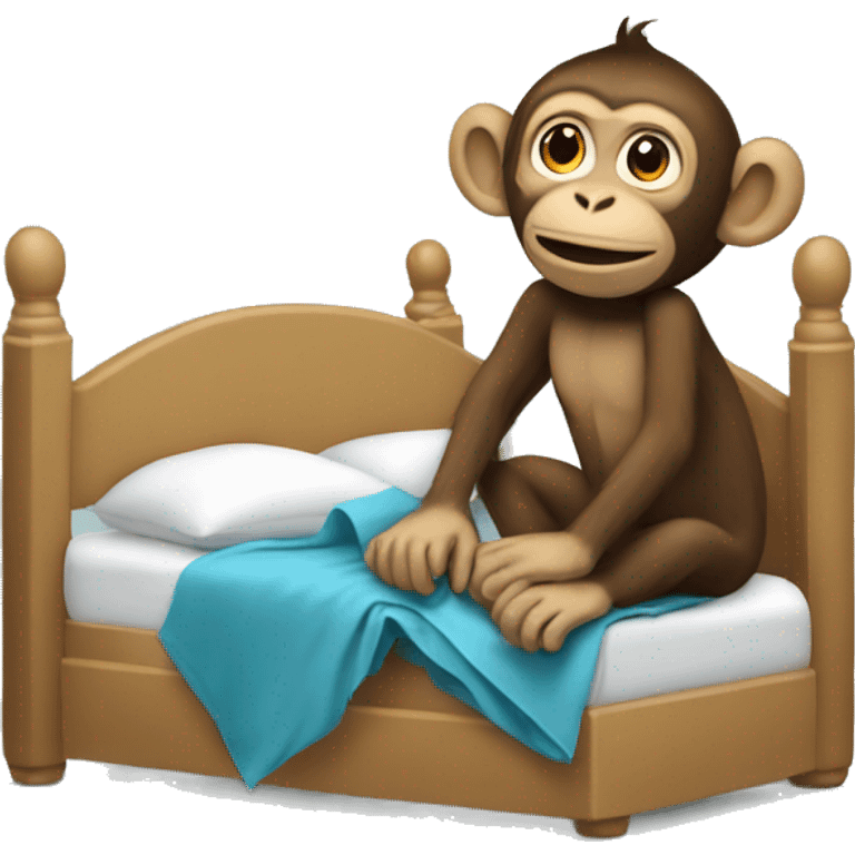 monkey building a bed emoji