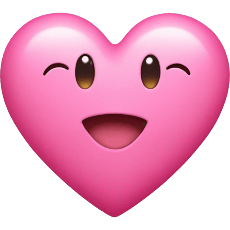 Pink heart with cute face emoji