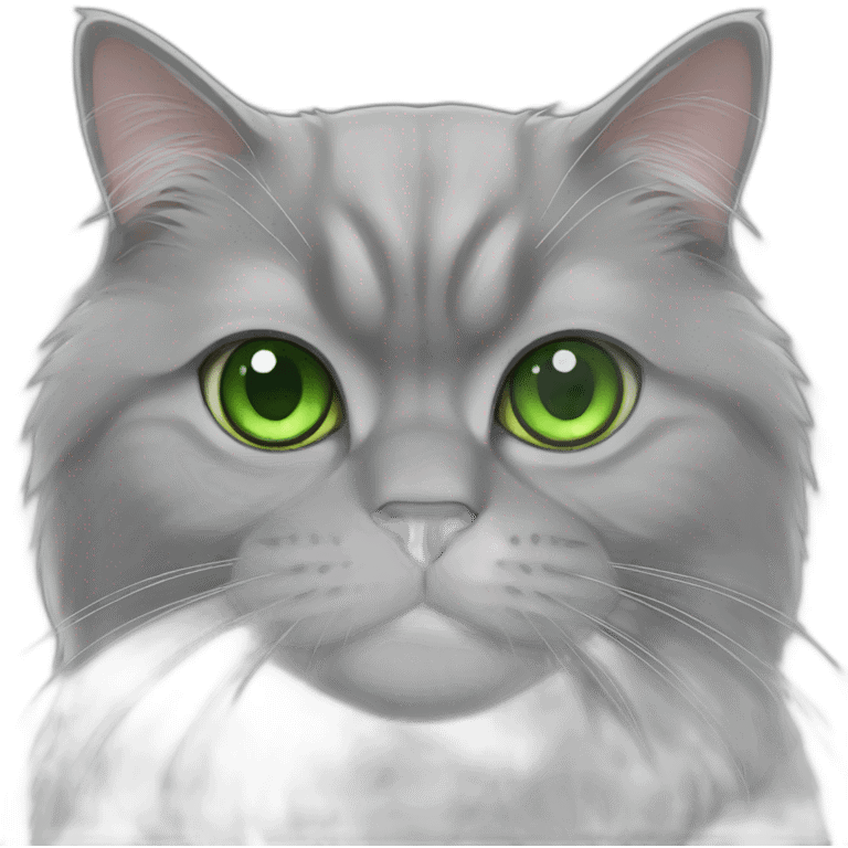 Gray persian cat with green eyes emoji