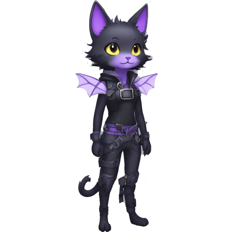 cool cute edgy pretty black techwear grey Purple ethereal fantasy nargacuga-bat-cat-Fakemon collar harness emoji