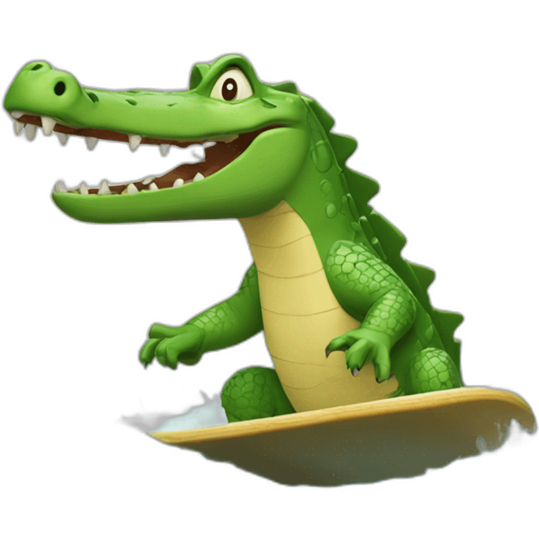 Crocodile-surfing emoji