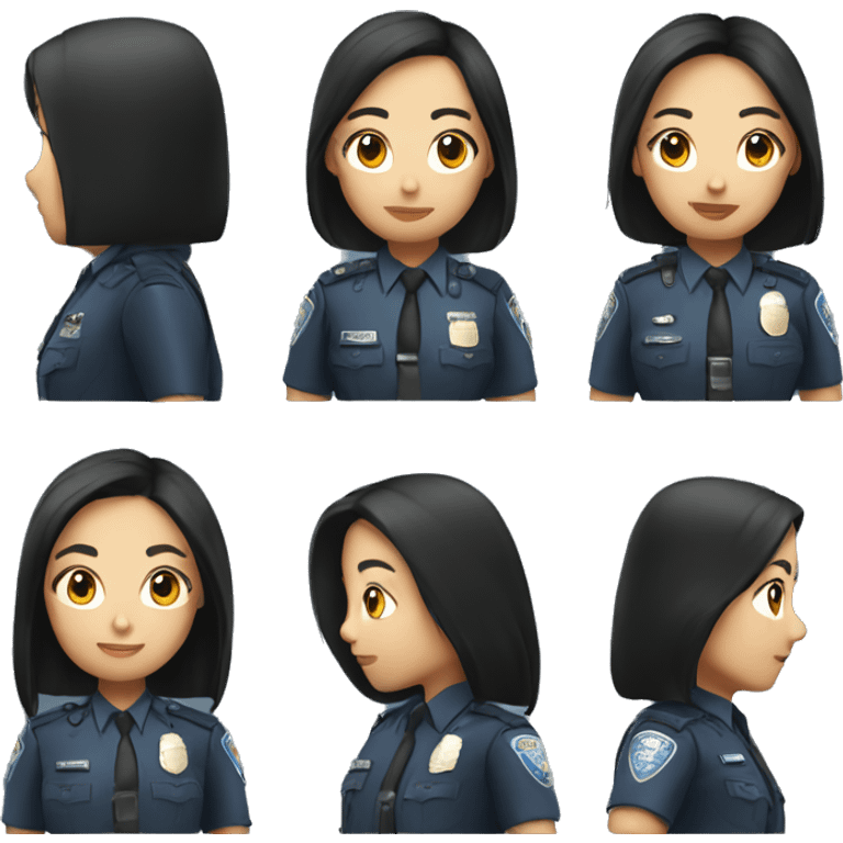 Asian Policewoman with long black hair with hands emoji