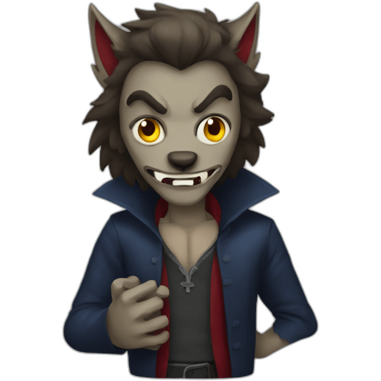 Werewolf with vampire emoji