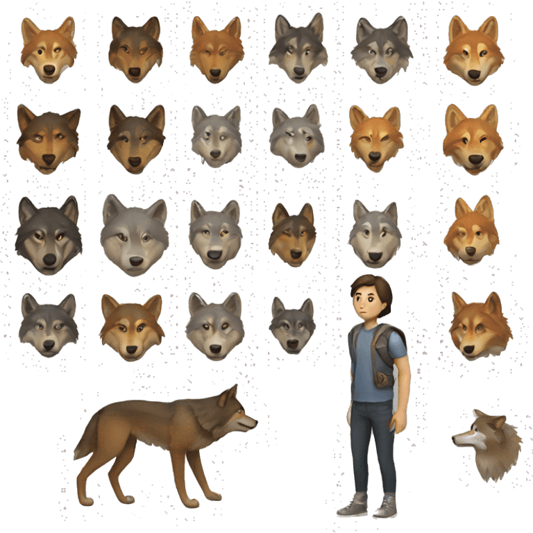 humans and wolves emoji