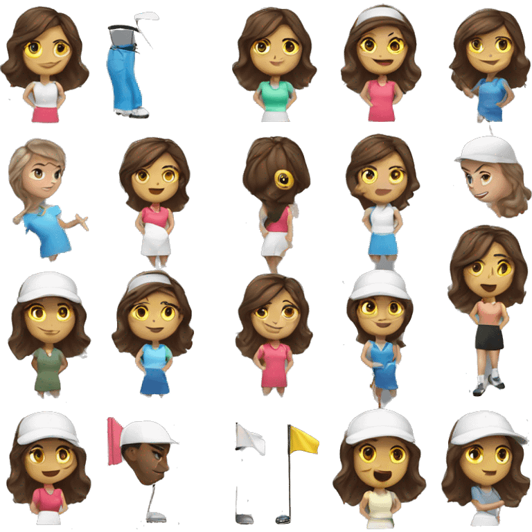 Two Caucasian brunettes playing golf emoji