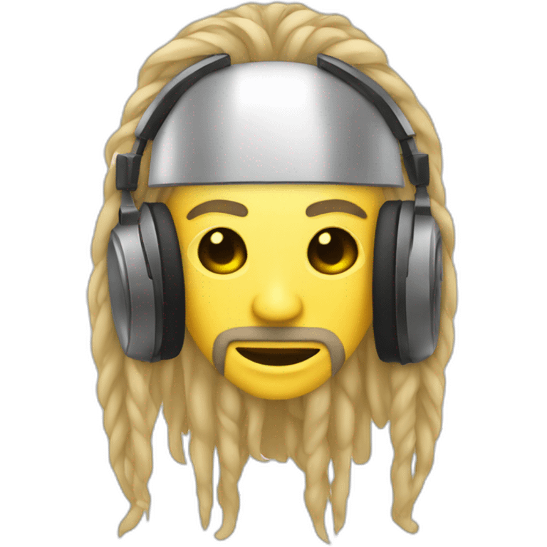 Dj with androïdes mask and blond long dreadlocks emoji