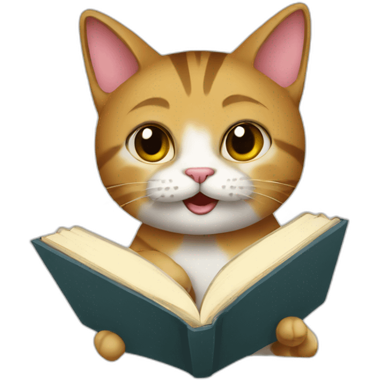 funny cat with a book emoji