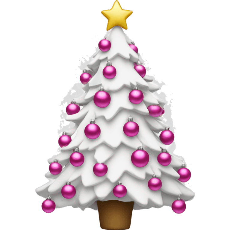 White Christmas tree with pink ornaments  emoji