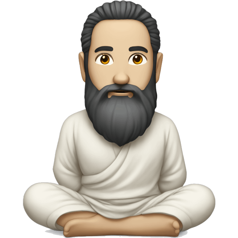 Guru with white skin, dark beard in lotus position emoji