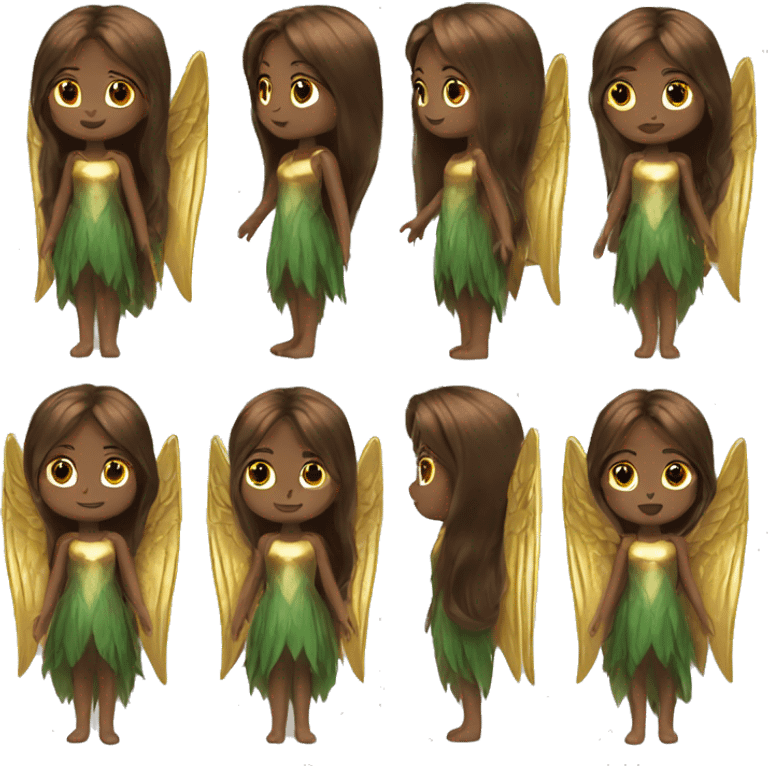 big wings, Beautiful, fairy, gold, brown, dark green, green, long hair emoji